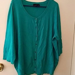 Lane Bryant teal cardigan 26/28